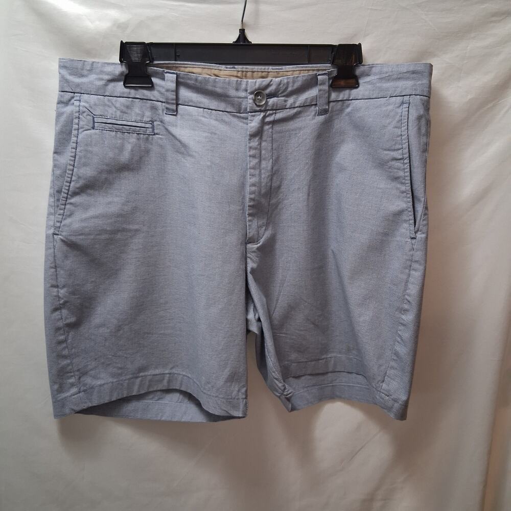 Joseph Abboud Men's Light Blue Chino Shorts Flat Front Summer Micro Checked-36